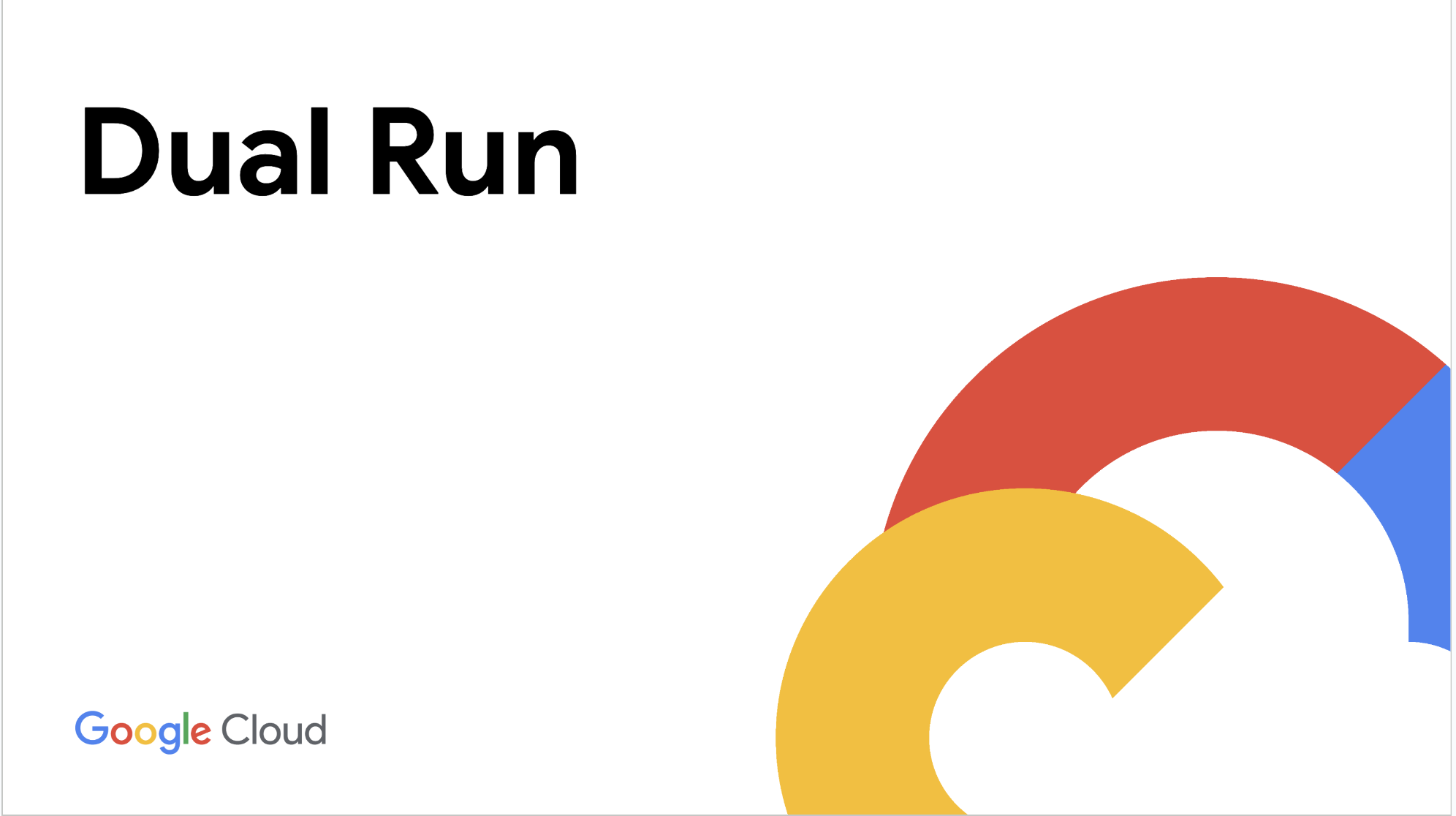 Dual run scritto sullo schermo accanto al logo di Google Cloud