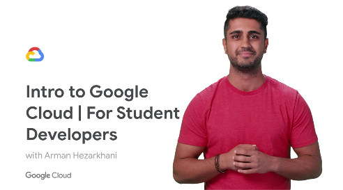 person presenting information on Intro to Google Cloud for Student Developers