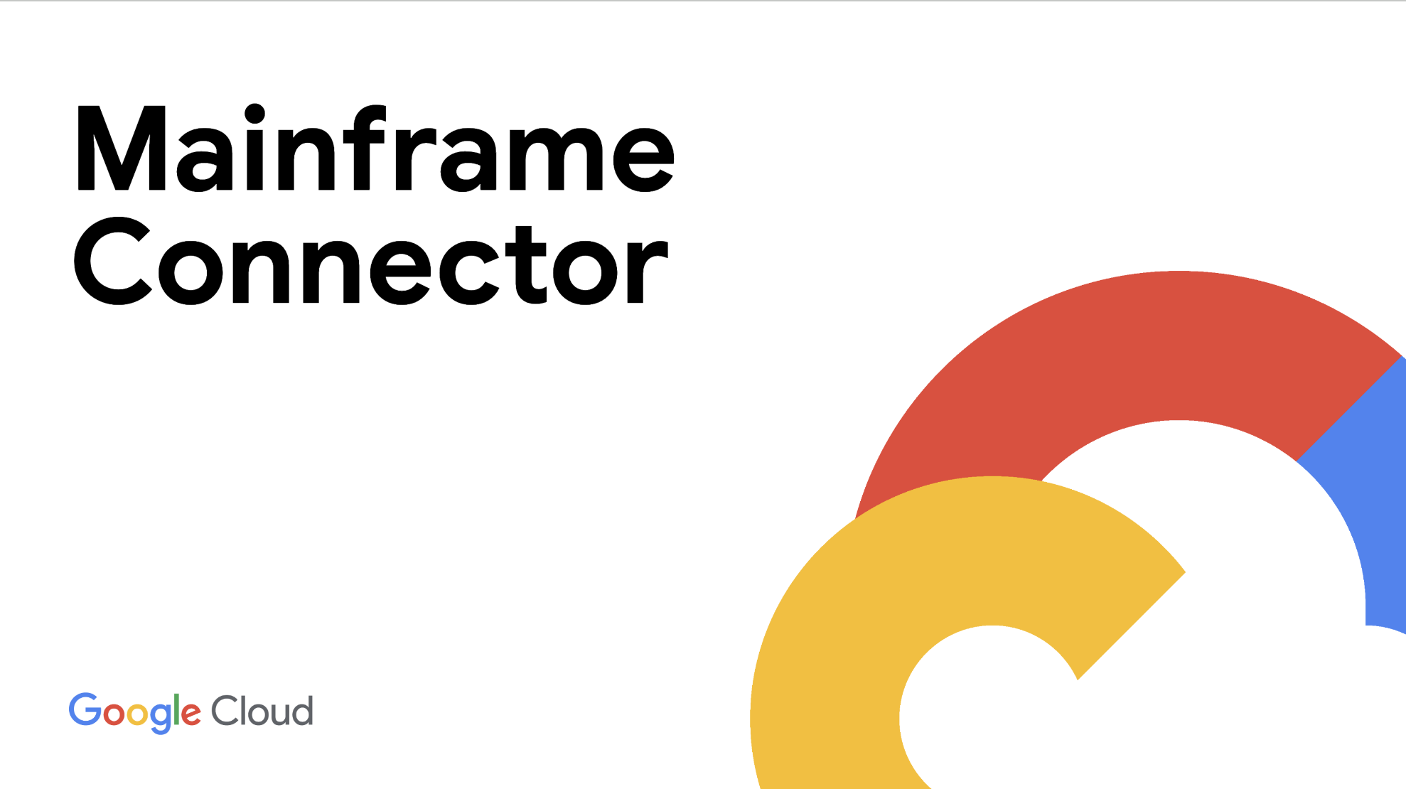 Mainframe Connector scritto sullo schermo accanto al logo Google Cloud